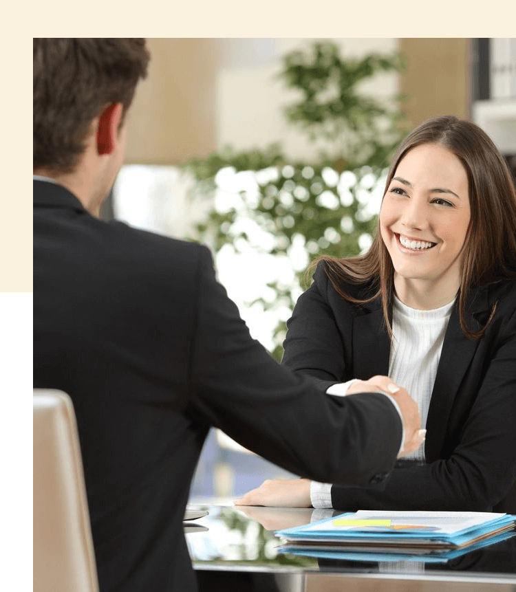 business woman giving Hand Shake